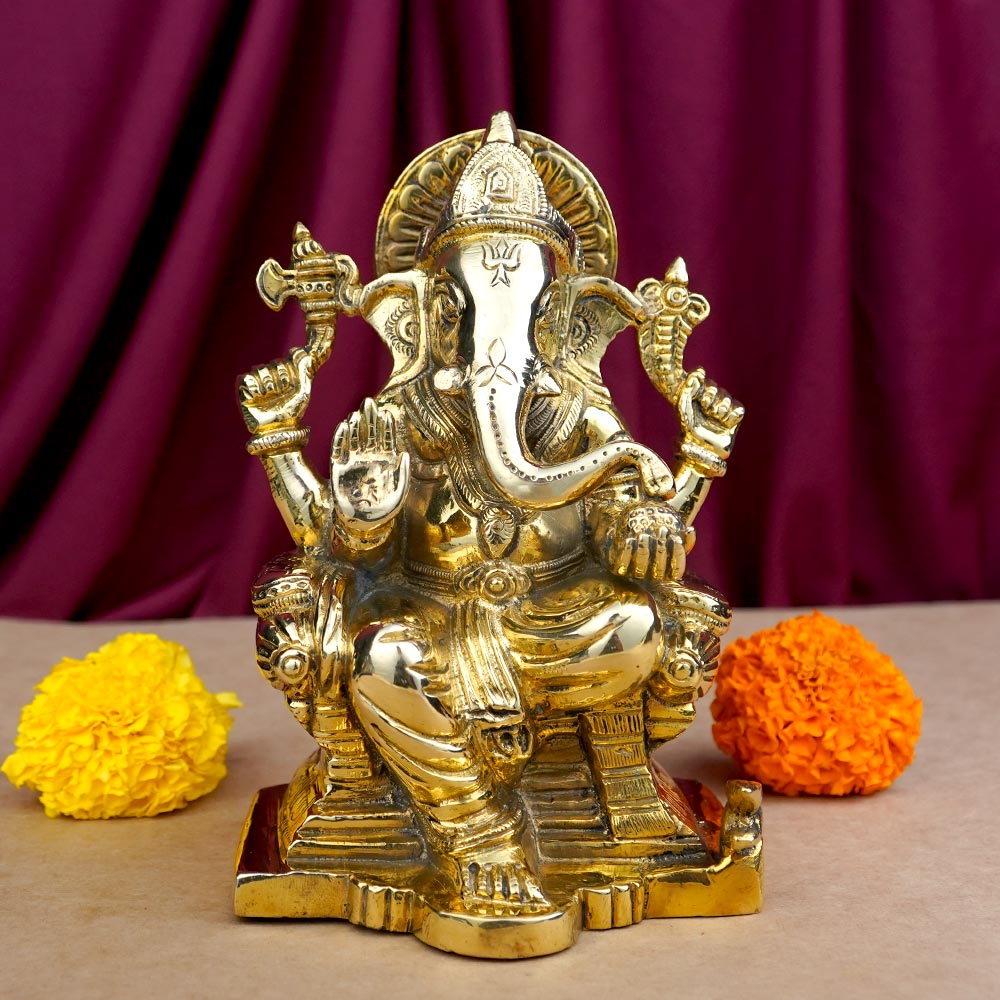BR16-Mahaganapati Ganesh Elegant Brass Idol-1